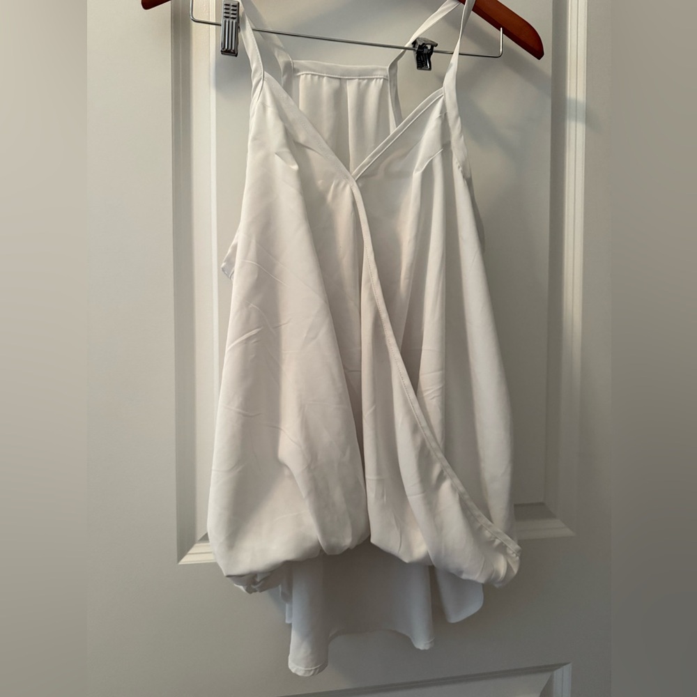 Elegant White Draped Tank Top